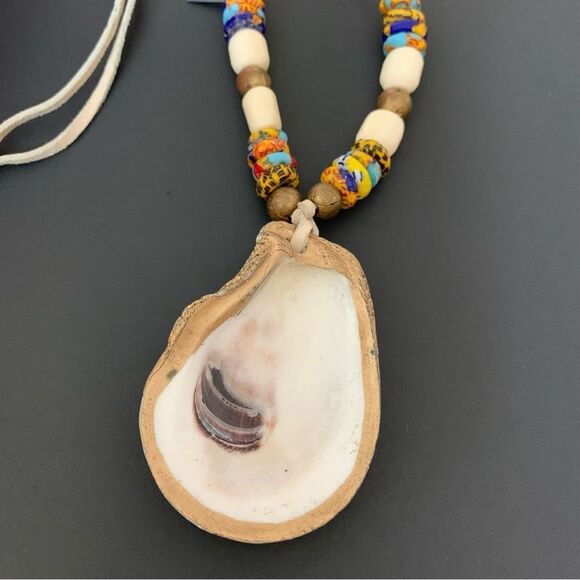 Oyster Shell Trade Bead Necklace - Picture 2 of 7